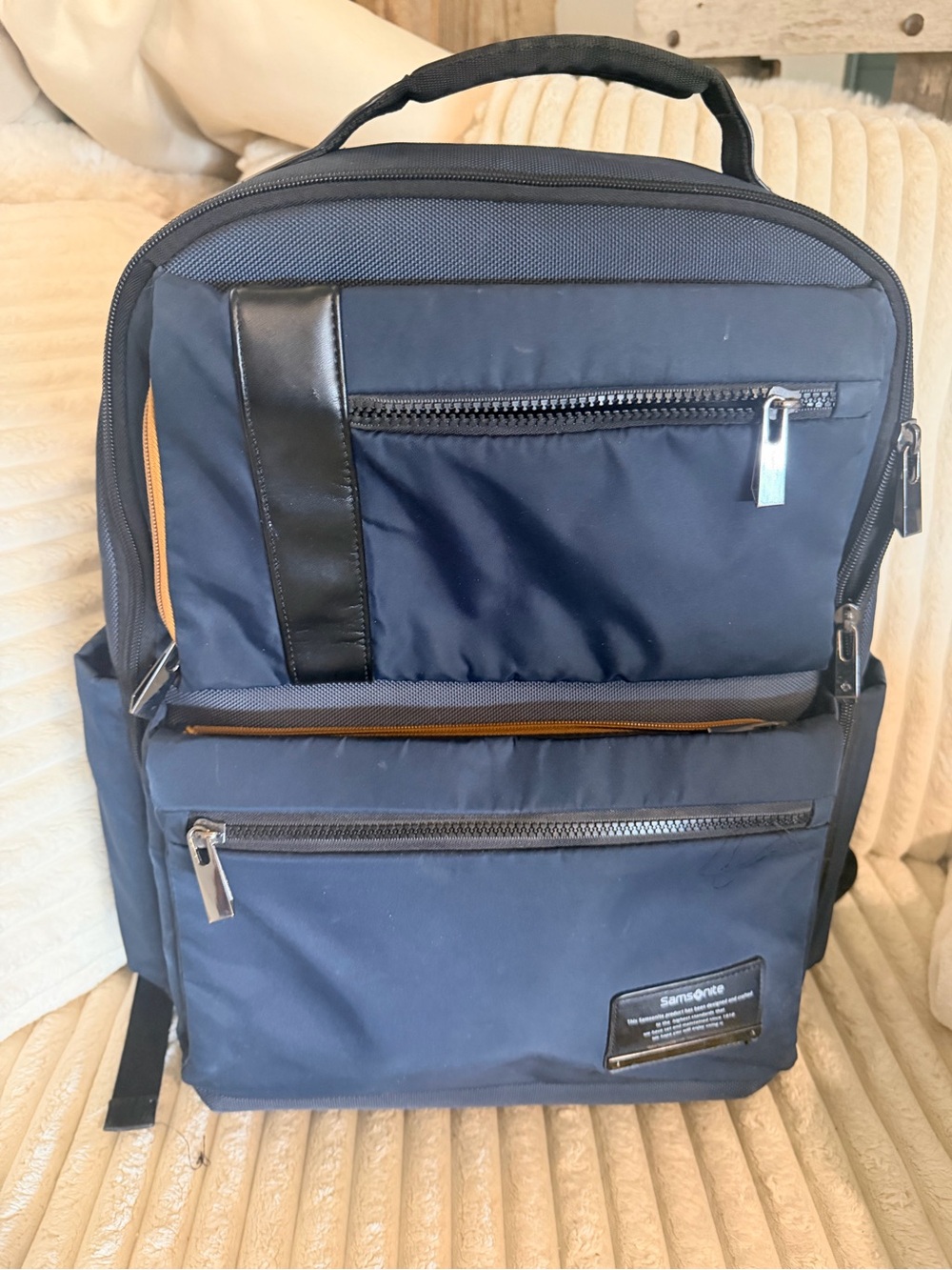 Navy Blue Men's Everyday Travel Backpack with Front Pockets